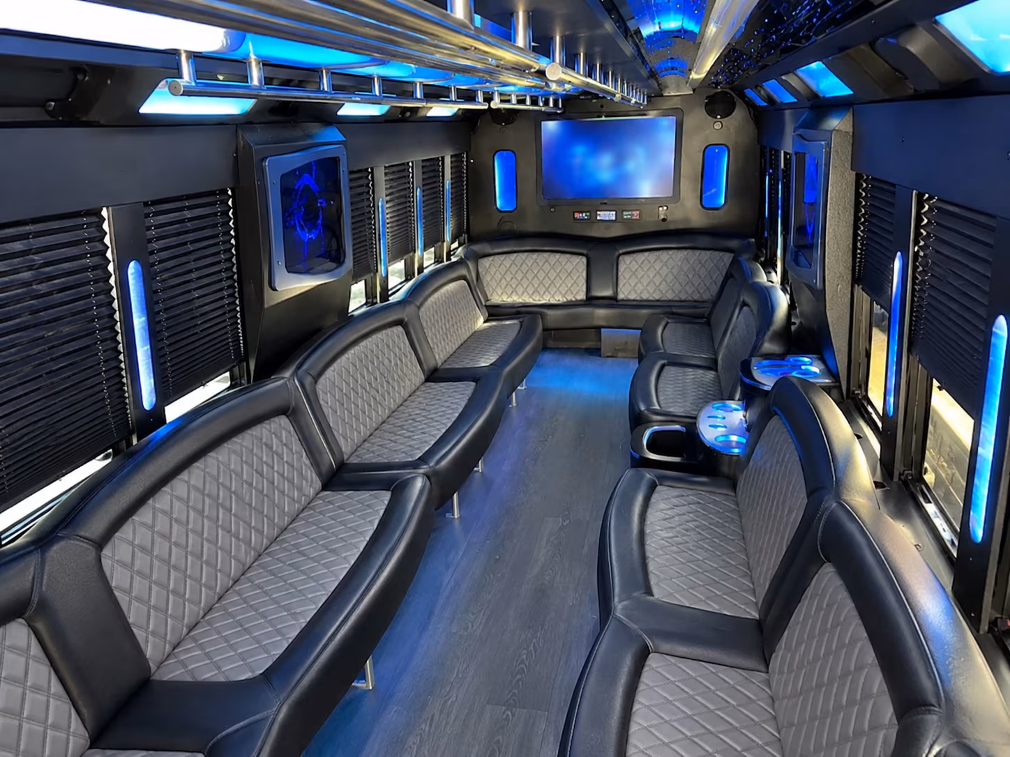 Passenger seating aboard a party bus rental serving Macon