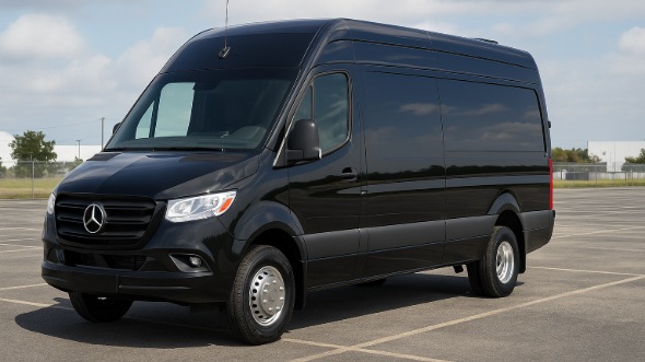 Exterior of Charter Bus Company Dunwoody's 14 Passenger Sprinter Limousine in Dunwoody