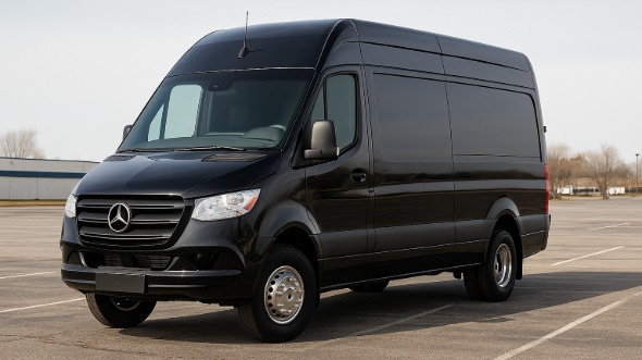 Exterior of Charter Bus Company Stonecrest's 14 Passenger Sprinter Limousine in Stonecrest