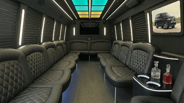 Interior of Charter Bus Company Warner Robins's 30 Passenger Party Bus in Warner Robins