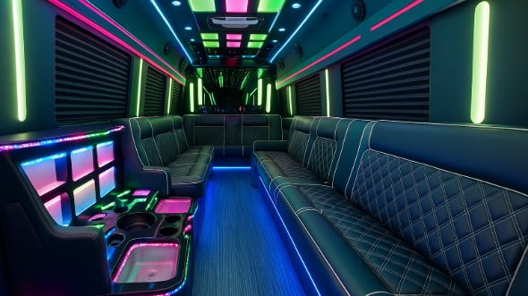Interior of Charter Bus Company Smyrna's 40 Passenger Party Bus in Smyrna
