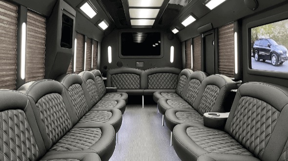 Interior of Charter Bus Company Stonecrest's 40 Passenger Party Bus in Stonecrest