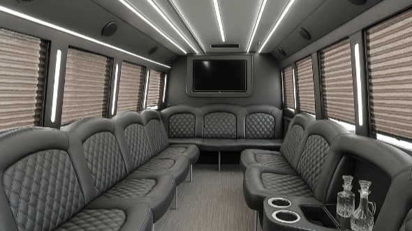 Interior of Charter Bus Company Warner Robins's 40 Passenger Party Bus in Warner Robins