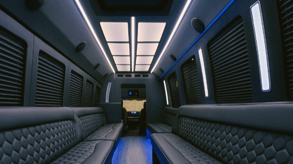 Interior of Charter Bus Company Smyrna's 50 Passenger Party Bus in Smyrna