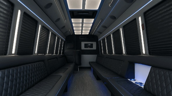 Interior of Charter Bus Company Stonecrest's 50 Passenger Party Bus in Stonecrest